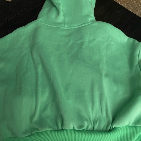 Solid Round Neck Long Sleeved Hooded Zipper Cardigan Sweater - Picture 4 of 6